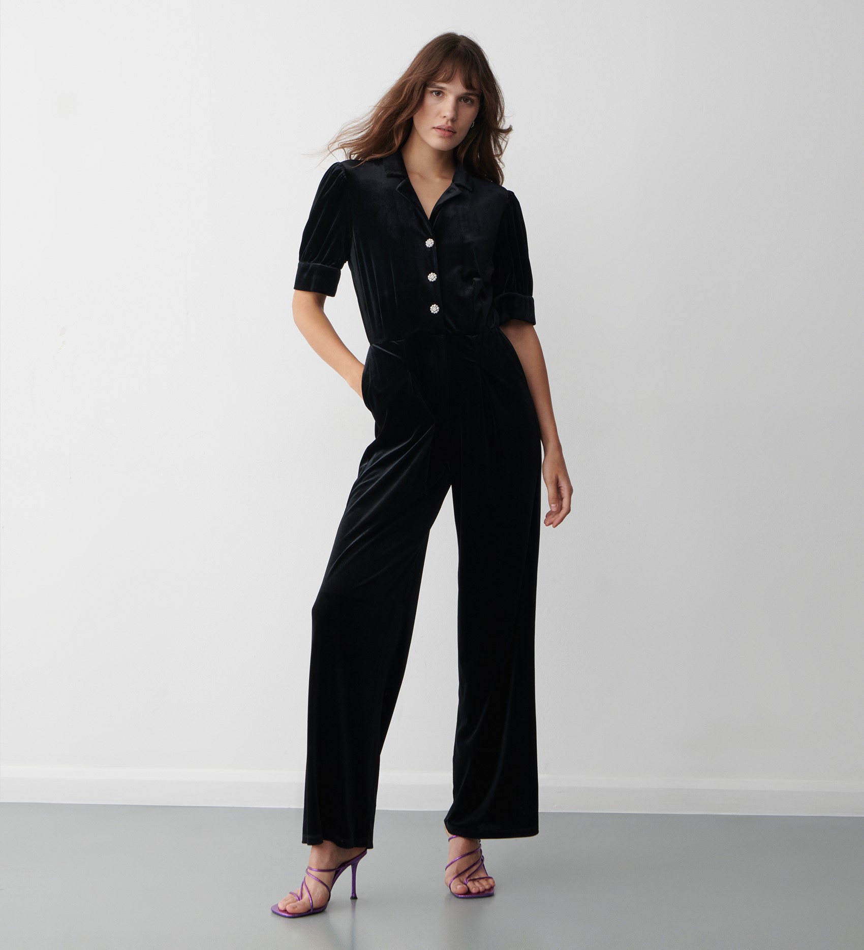 Maeve best sale velvet jumpsuit