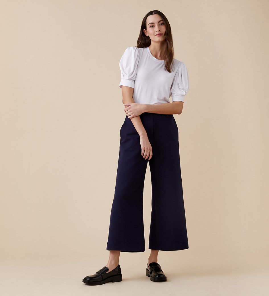 Alice Navy Cotton Rich Trousers
