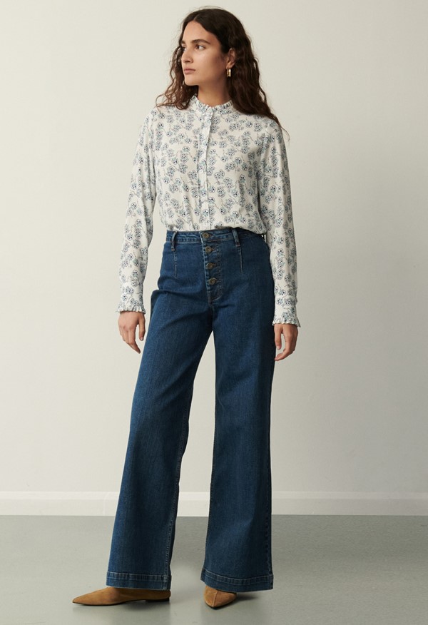 Tally Mid Blue Wide Leg Jeans