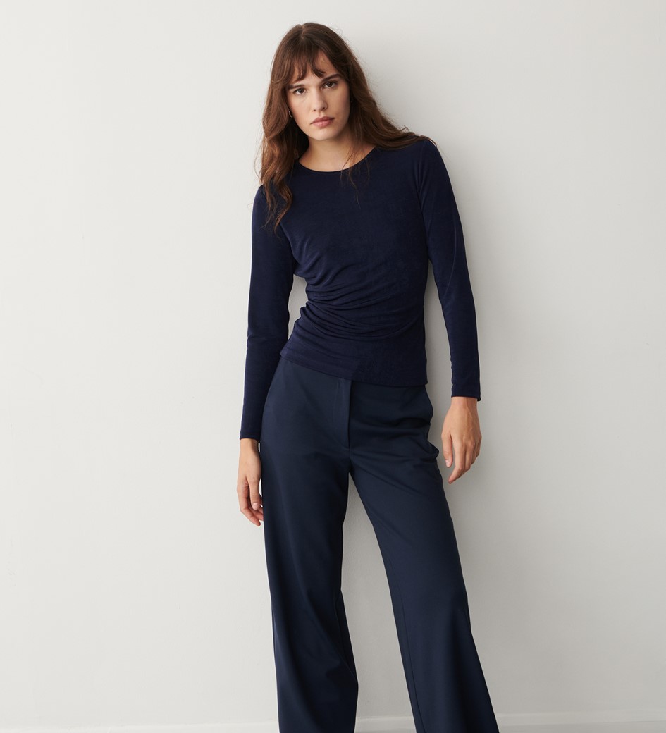 Frankie Navy Wide Leg Trouser