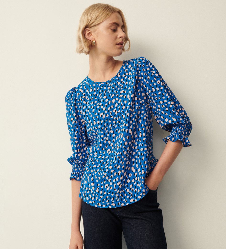 Jackie Blue Leopard Blouse