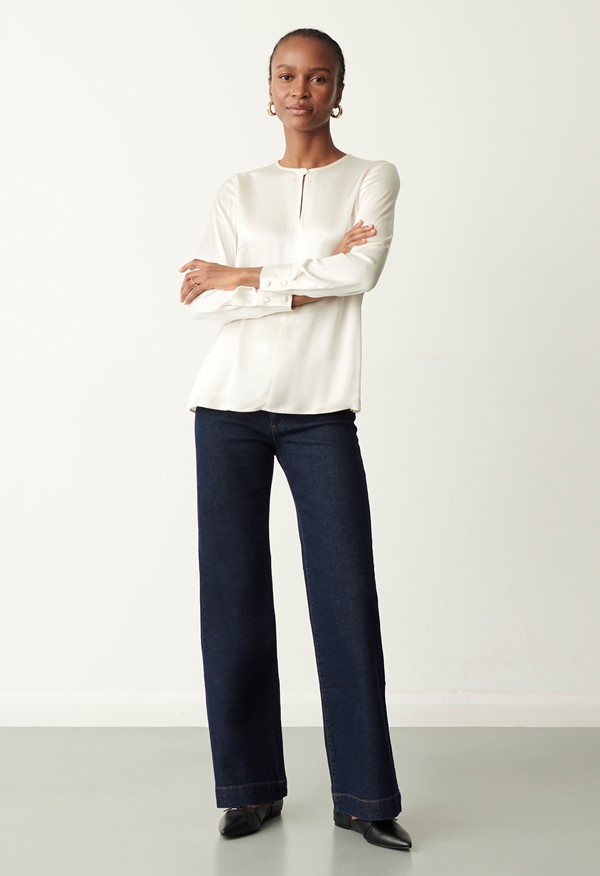 Evanie Ivory Satin Blouse