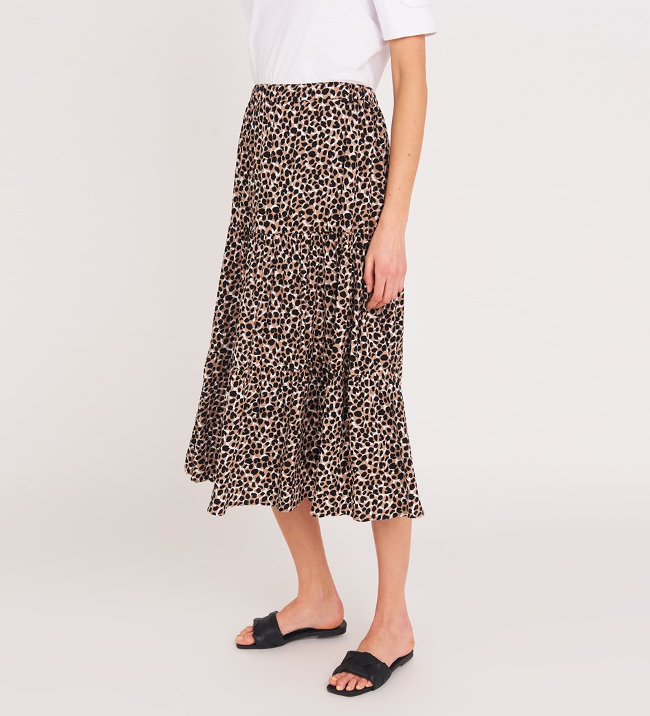 Skirt in Giraffe Spot Beige | Finery London