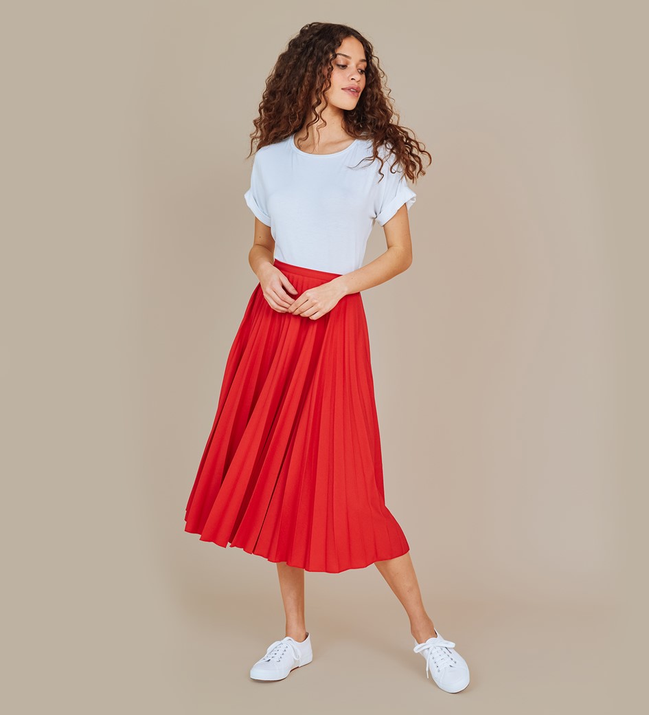 Lottie Red Midi Skirt