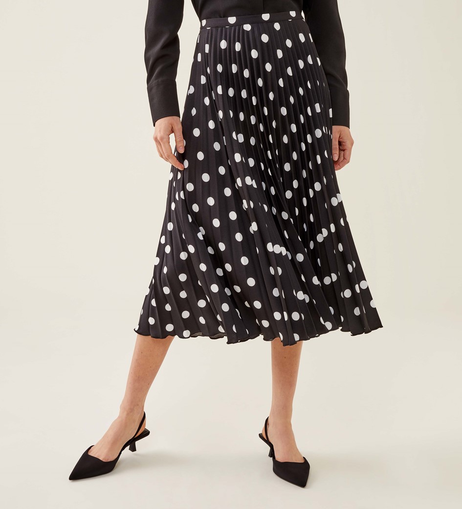 Lottie Black Spot Chiffon Skirt