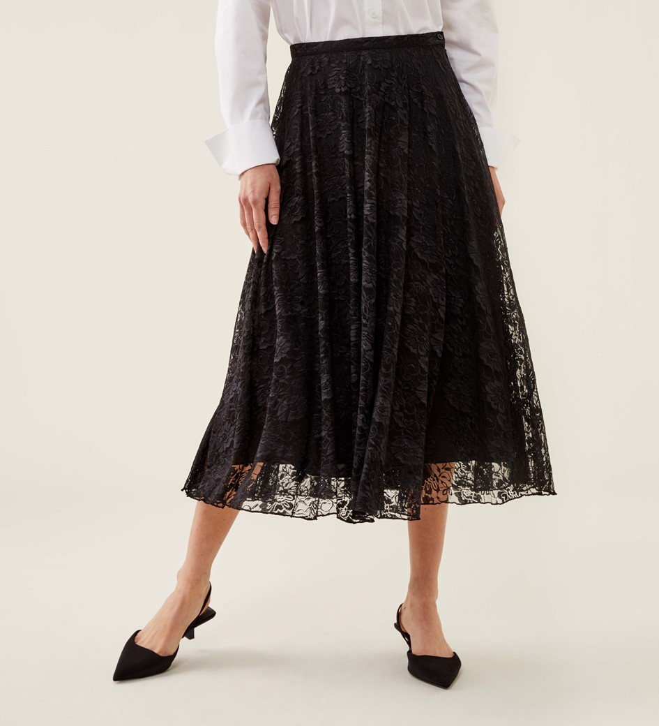 Greta Black Lace Skirt