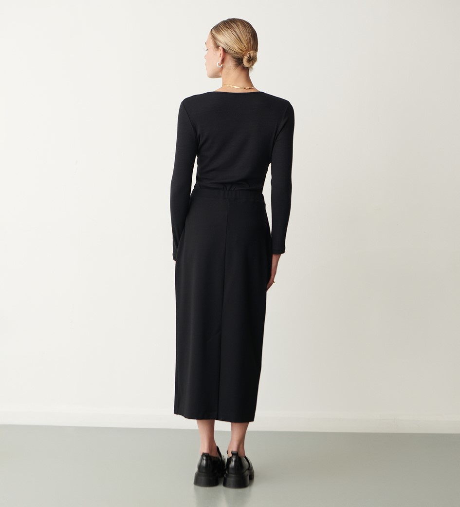 Ives Black Ponte Jersey Midi Skirt