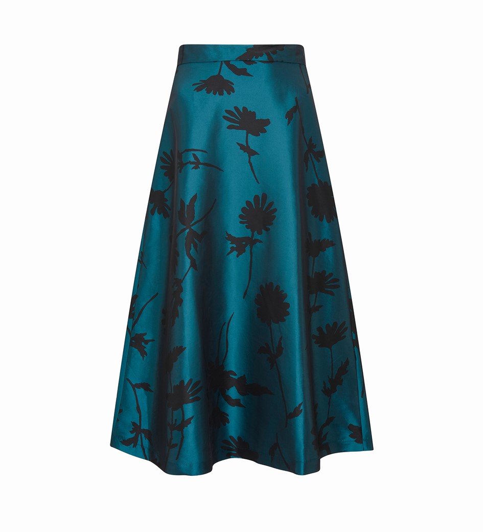 Naia Taffeta Teal Floral Skirt