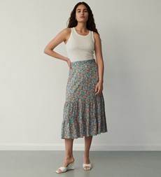 Dawn Blue Meadow Midi Skirt