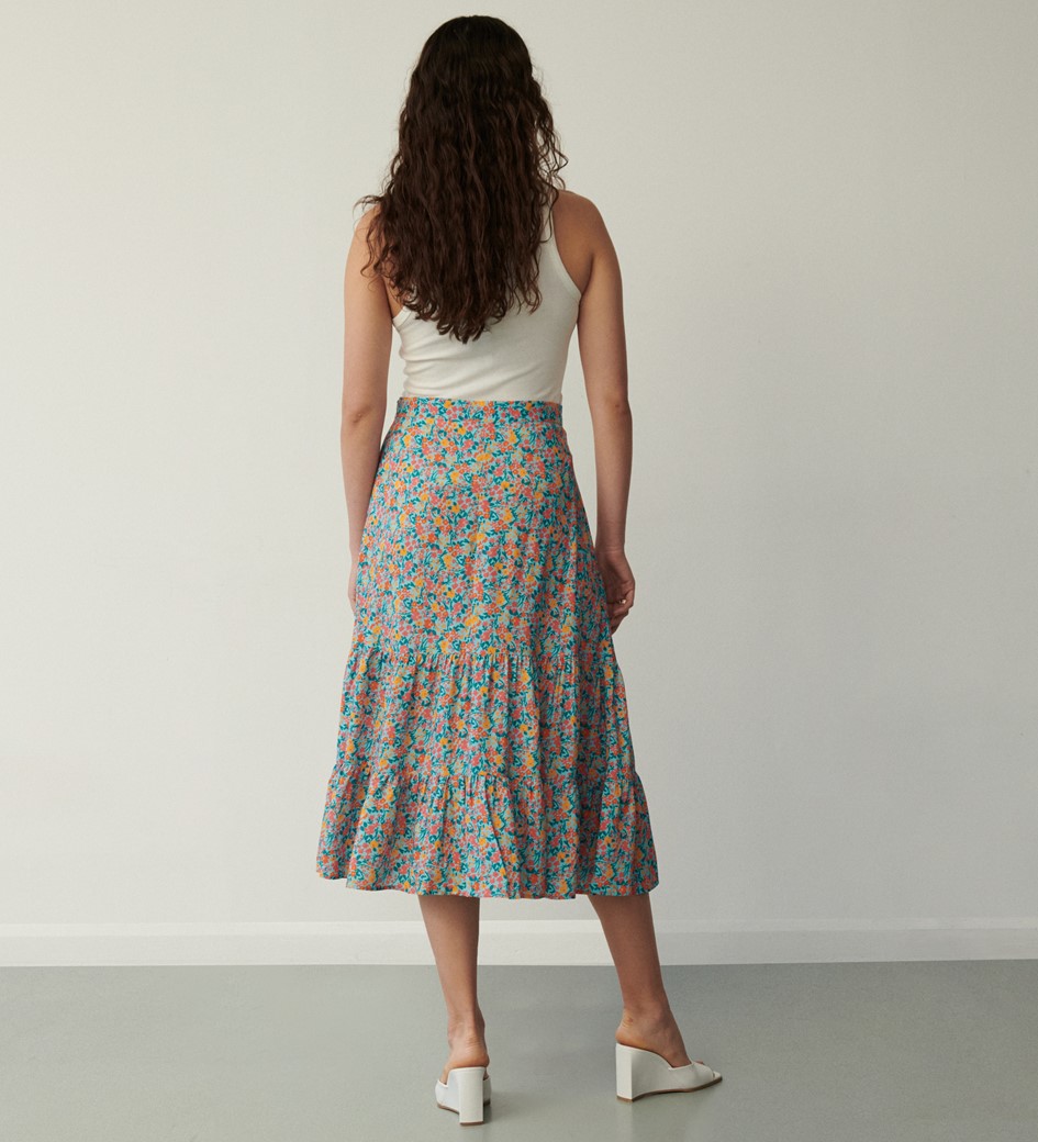 Dawn Blue Meadow Midi Skirt