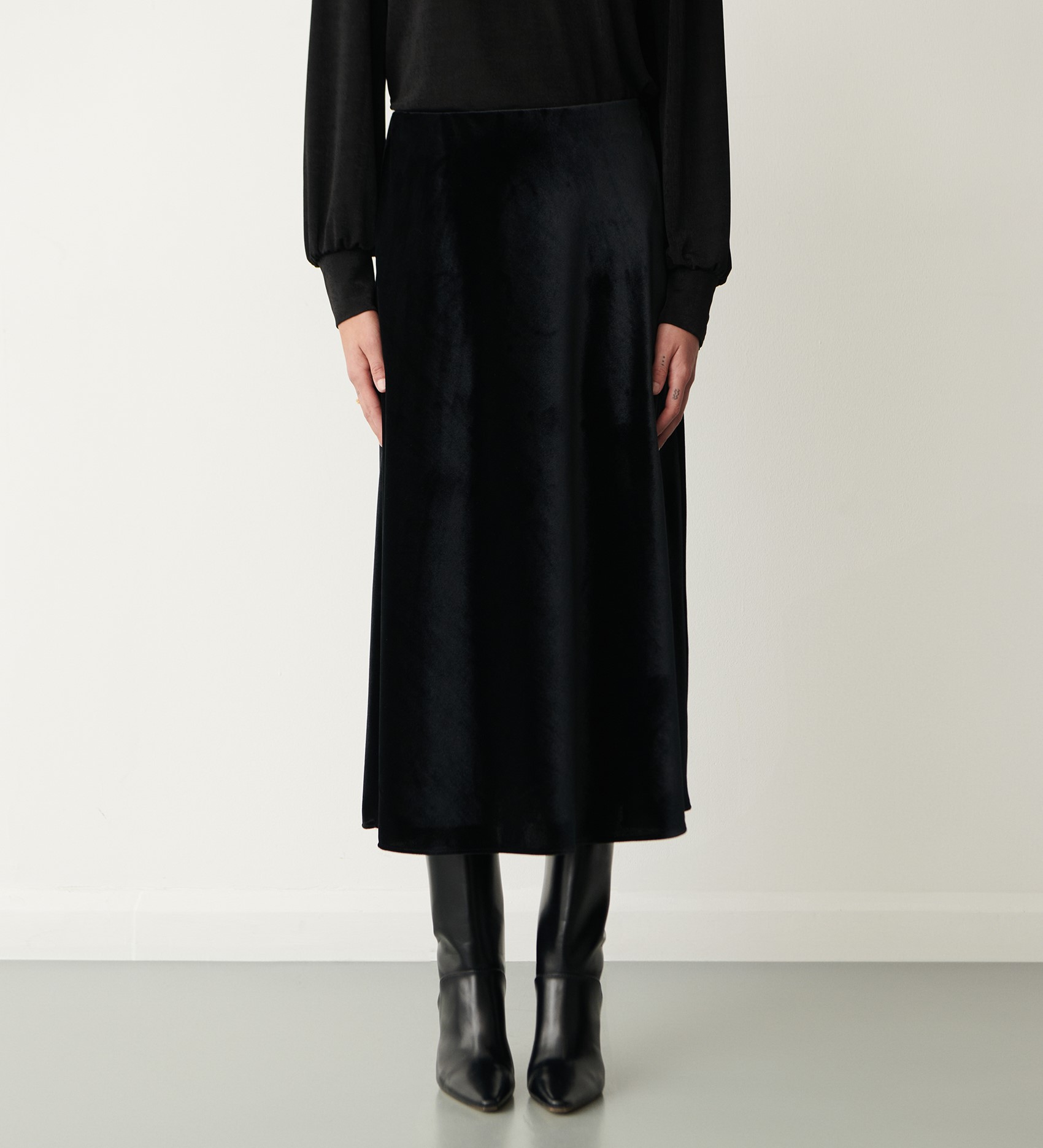 A black clearance velvet skirt