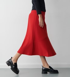 Grace Red Ponte Jersey Midi Skirt