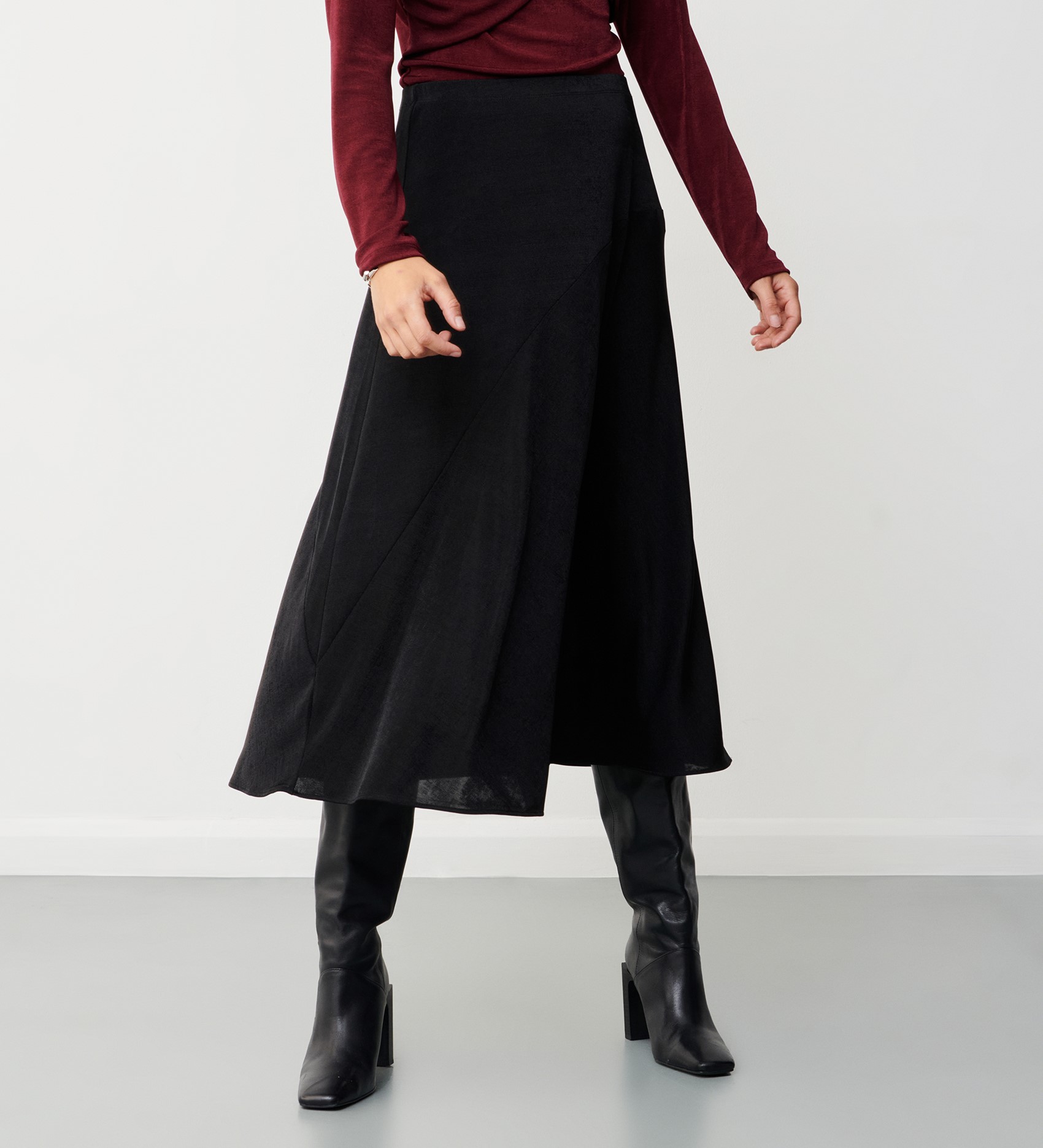 Harlow Black Skirt Jersey Finery Midi London 
