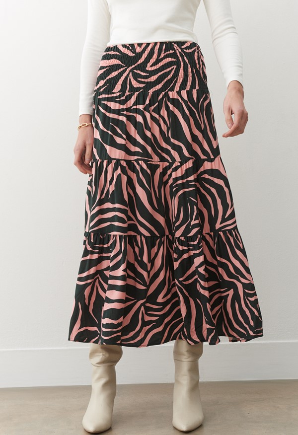 Daniela Pink Zebra Midi Skirt