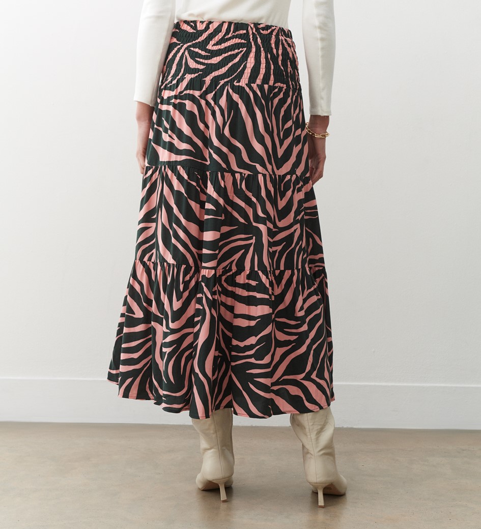 Daniela Pink Zebra Midi Skirt