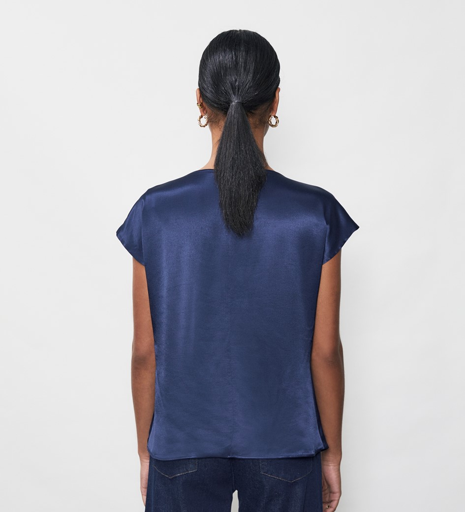Jerry Navy Satin Top