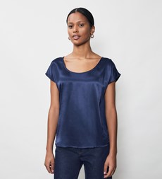 Jerry Navy Satin Top