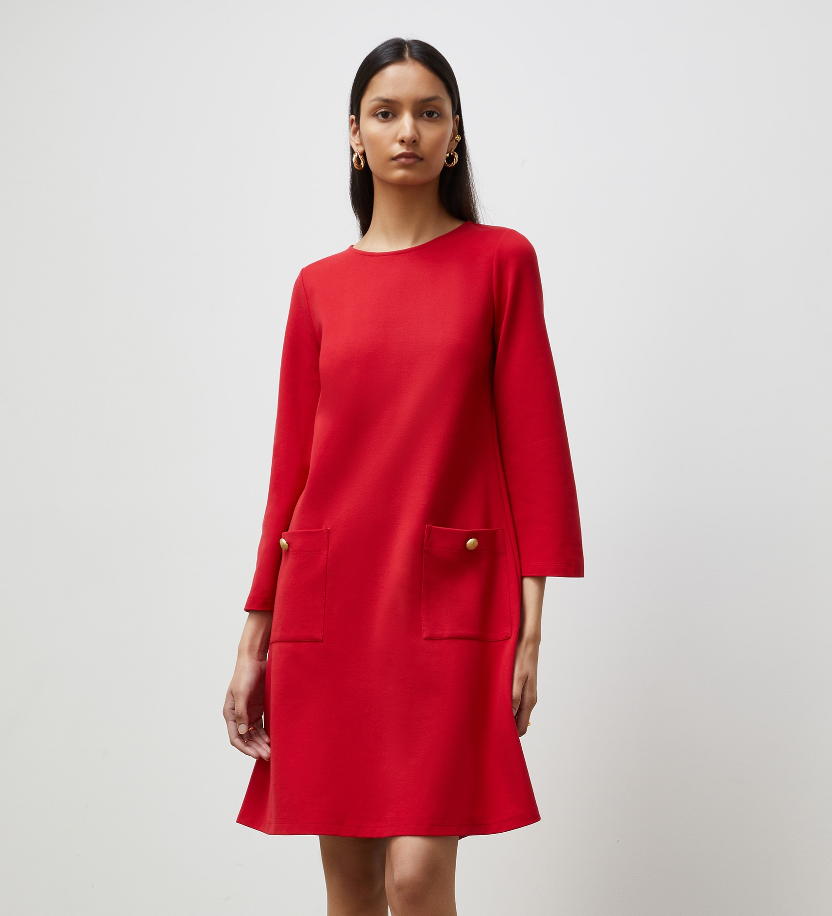 Leilani Red Knee Length Dress | Finery London